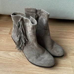 Sam Edelman Louie Leather Fringe Cowboy Ankle Boots size 8